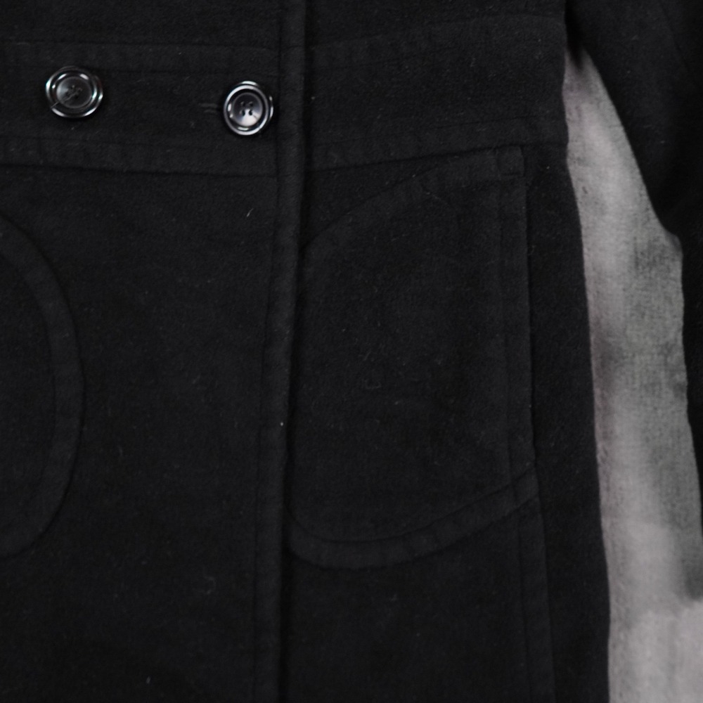 Searle Wool Blend PeaCoat Womens Small Black Double Jacket Gorpcore READ - Picture 6 of 13